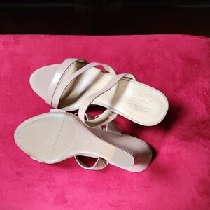 Naturalizer Nude Patent Strappy Block Heel Sandals